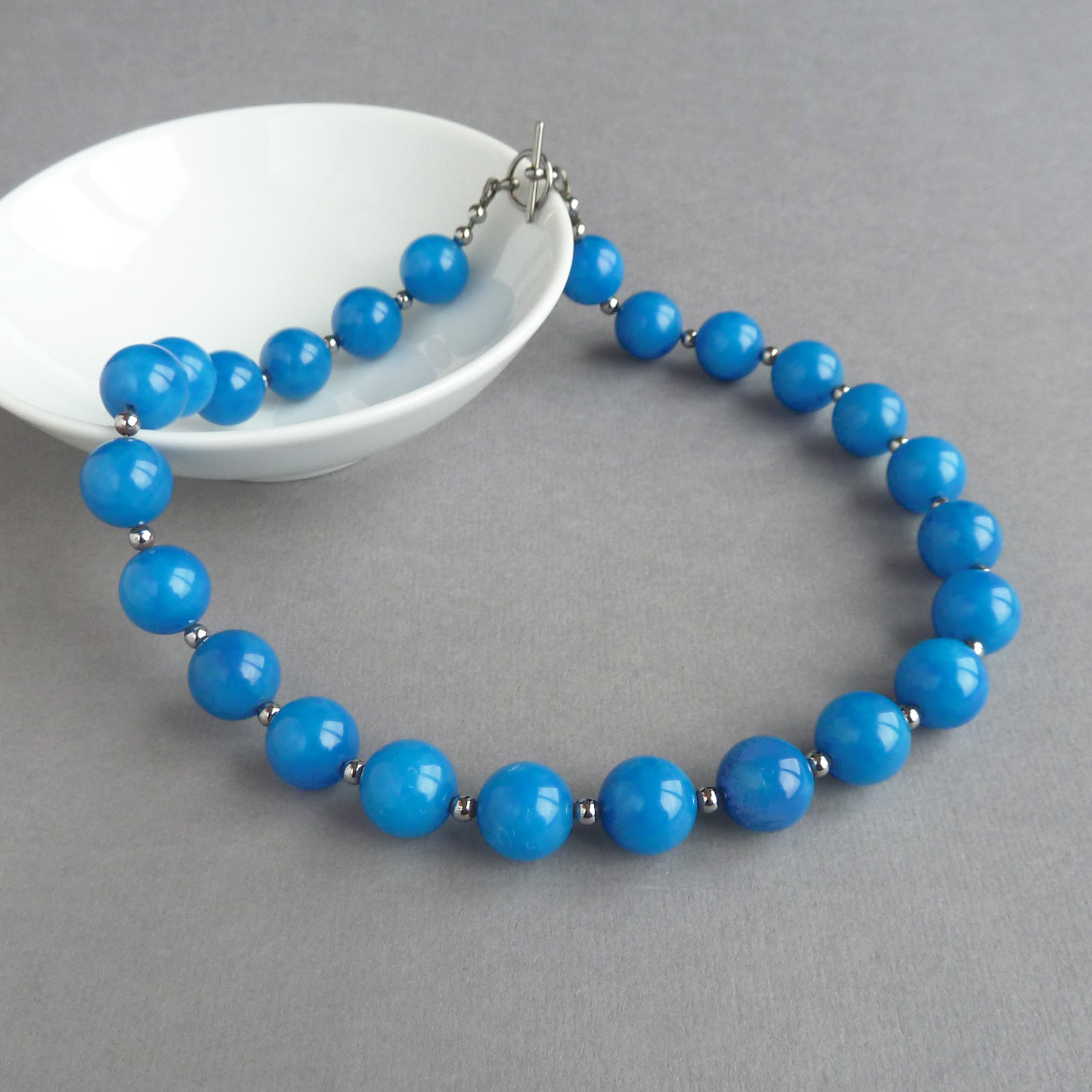 Chunky cerulean blue necklace