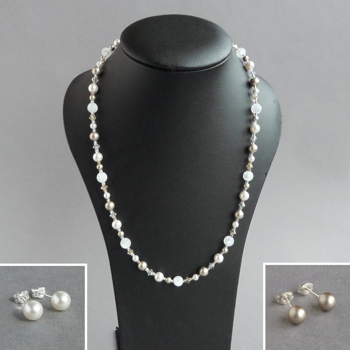 Champagne pearl beaded jewellery set