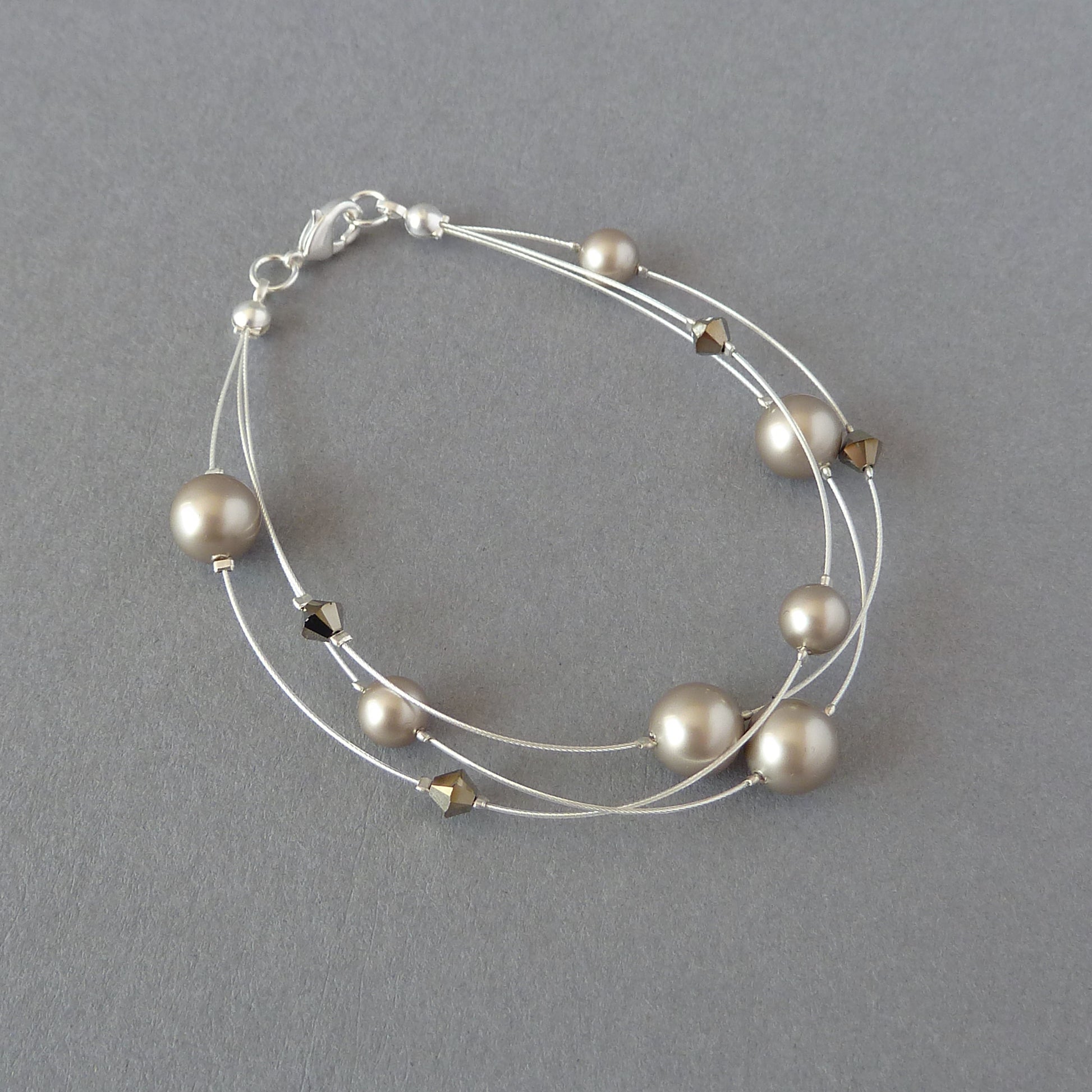 Champagne floating pearl bracelet for women
