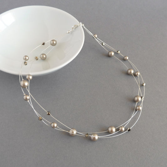Champagne floating pearl necklace