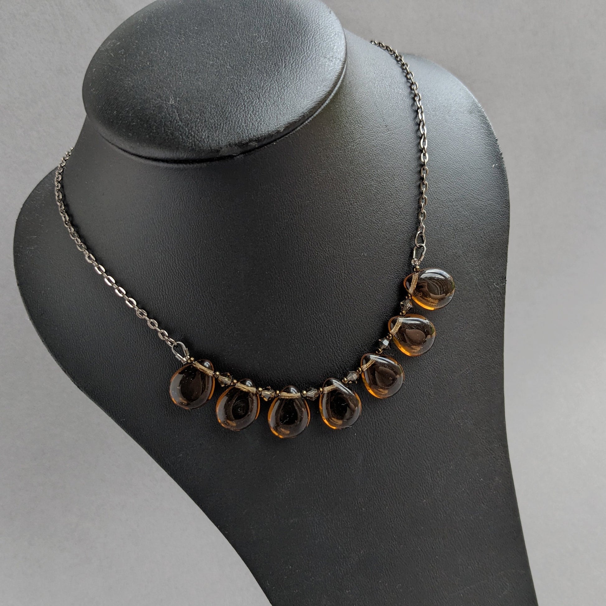 Chocolate brown teardrop necklace