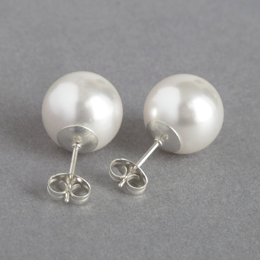 Chunky 12mm white pearl studs