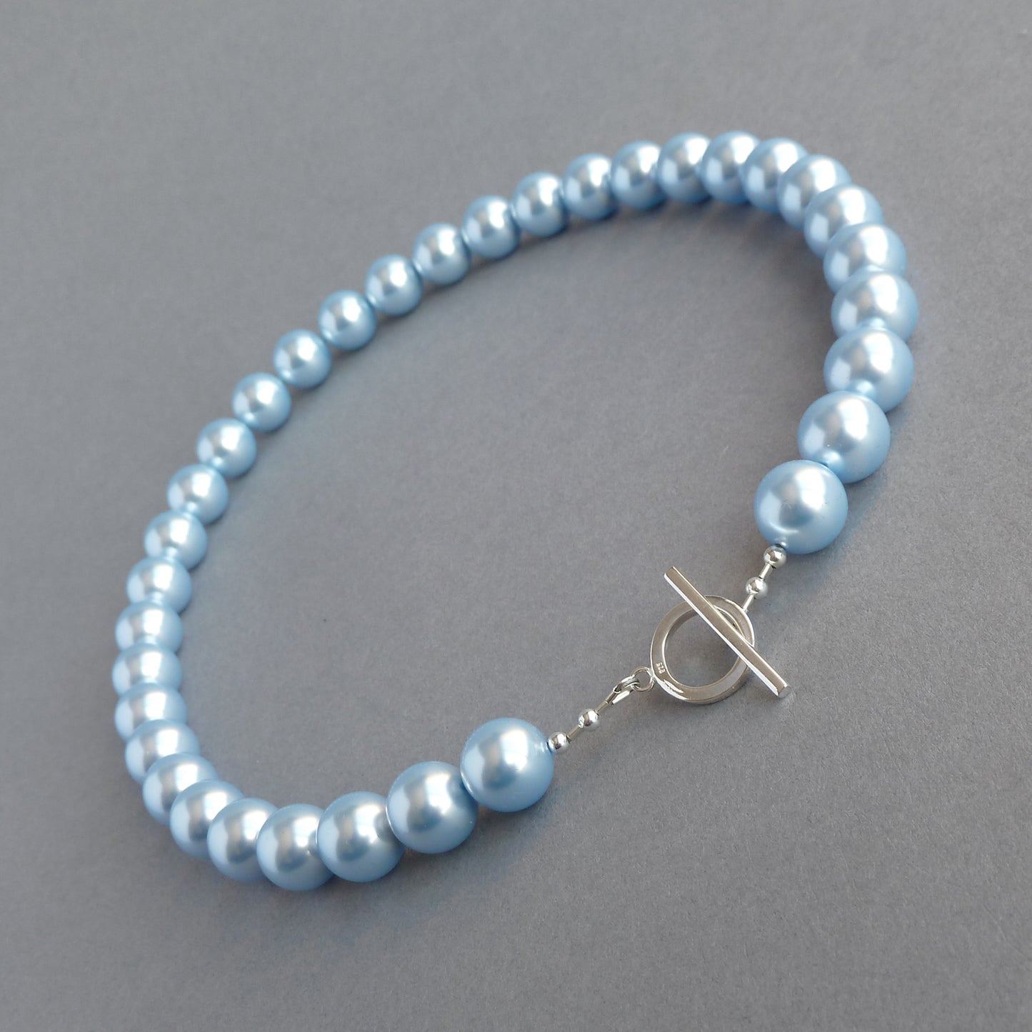 Chunky baby blue pearl necklace