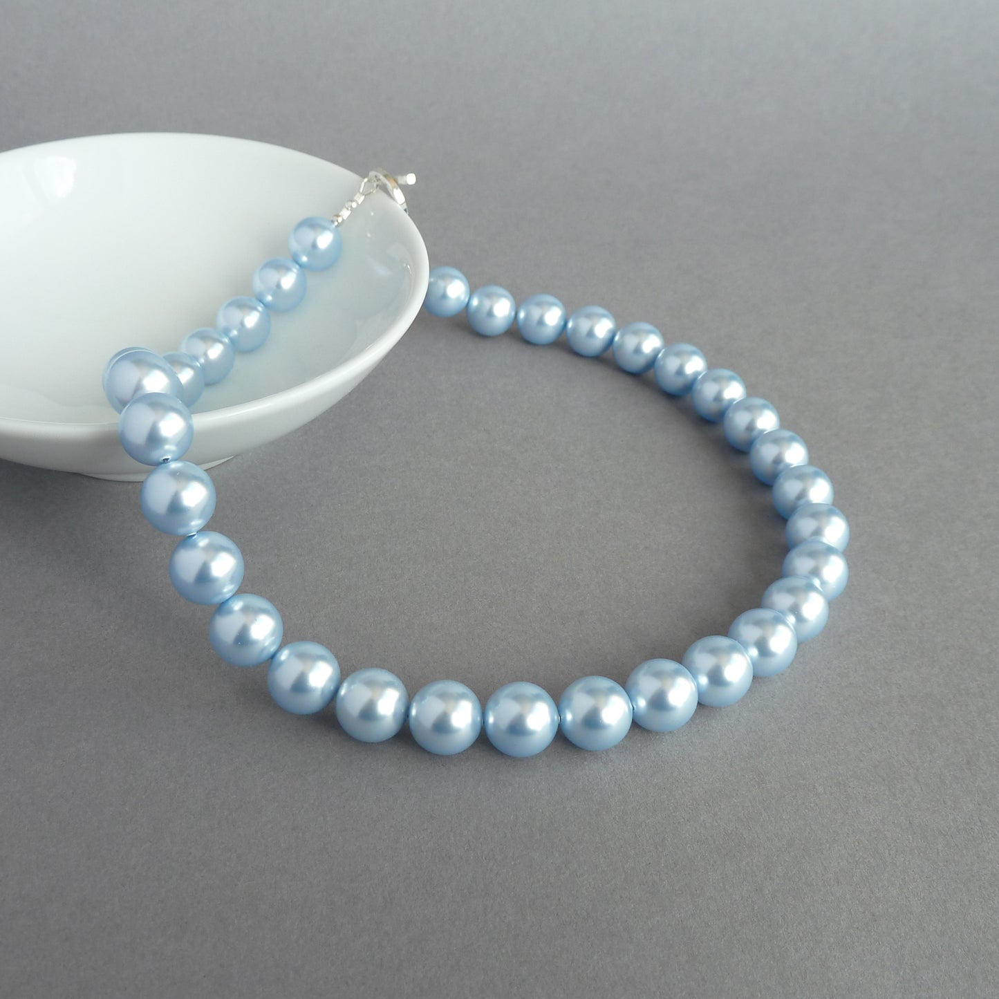 Chunky pale blue pearl necklace