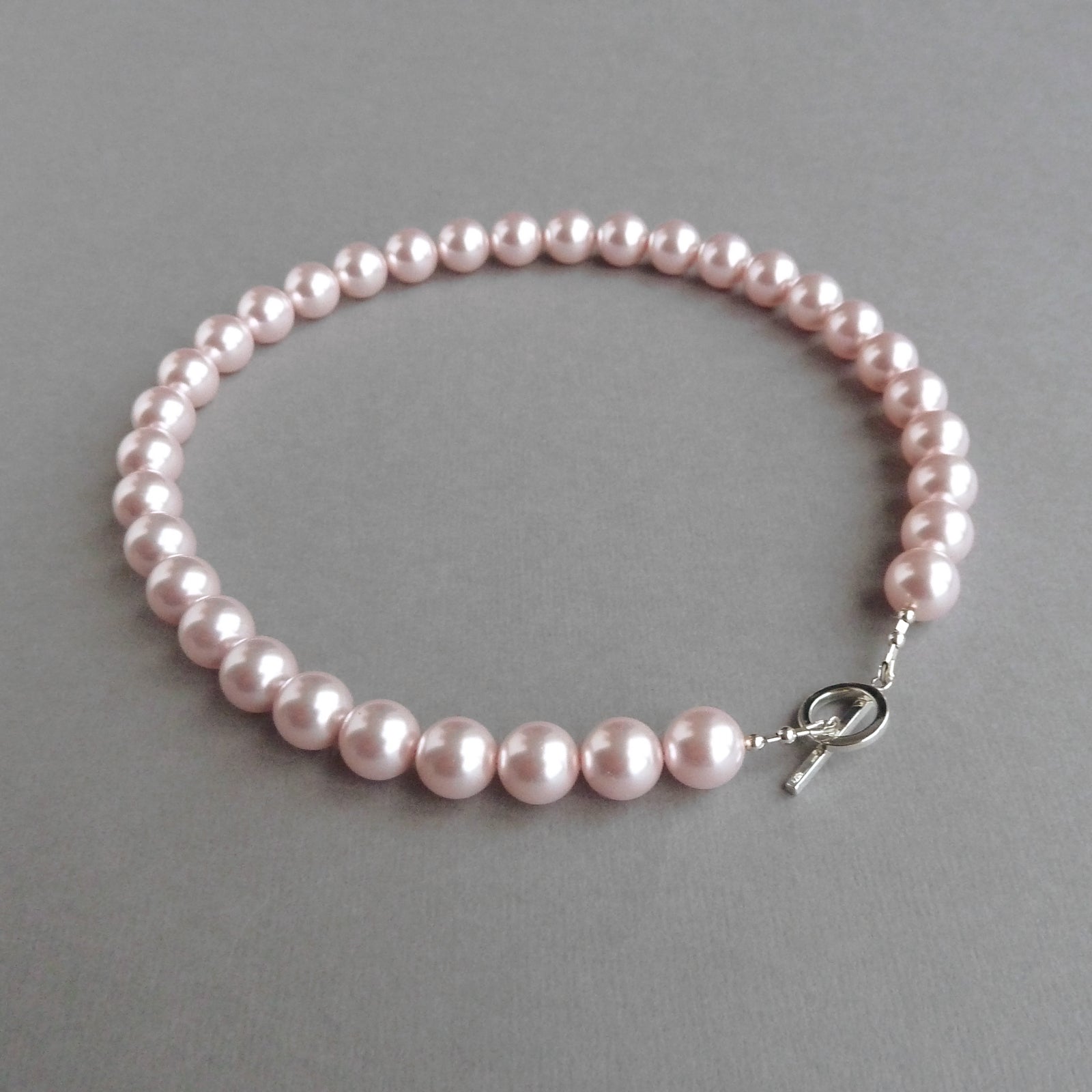 Chunky pastel pink pearl necklace for women