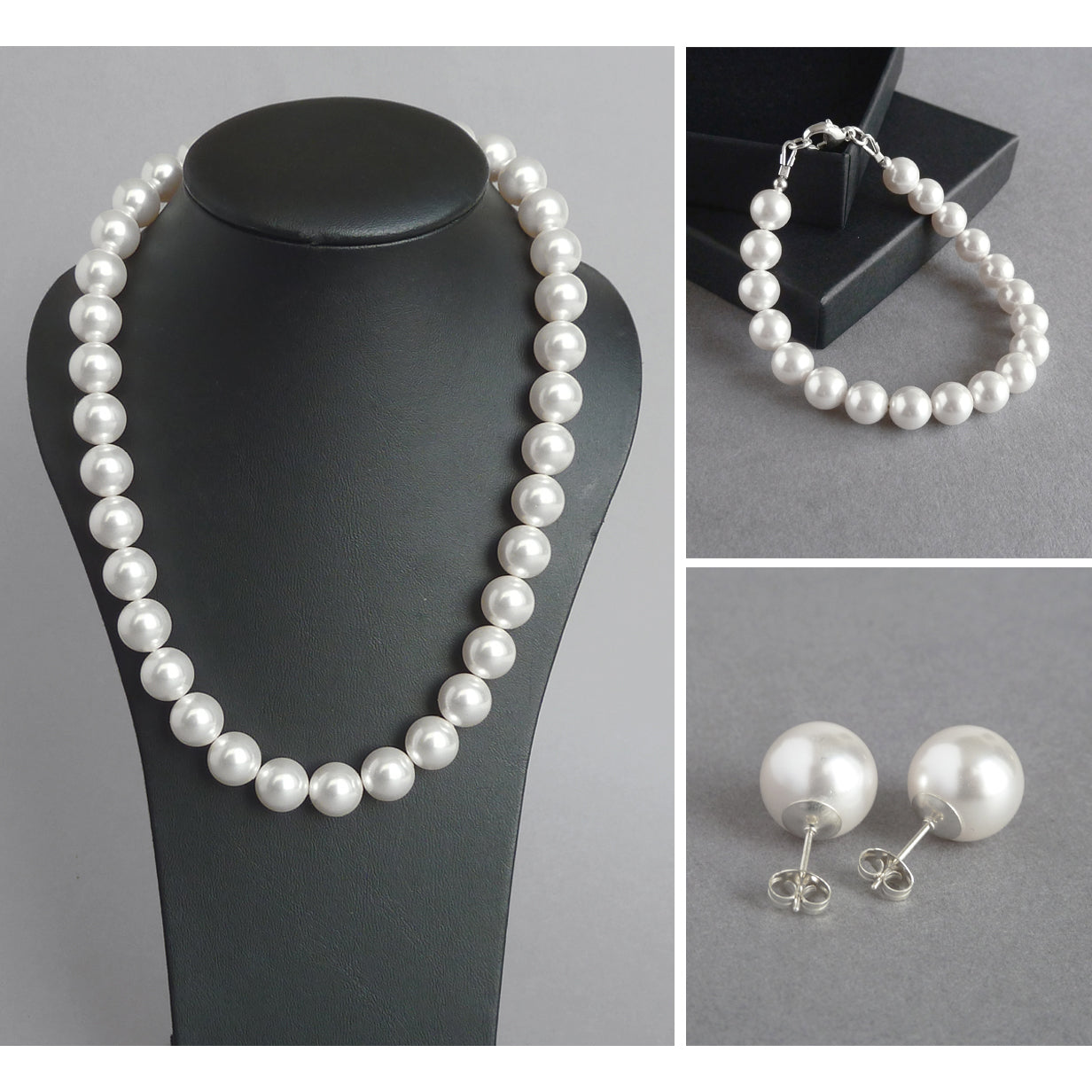 Chunky white pearl jewellery set for women