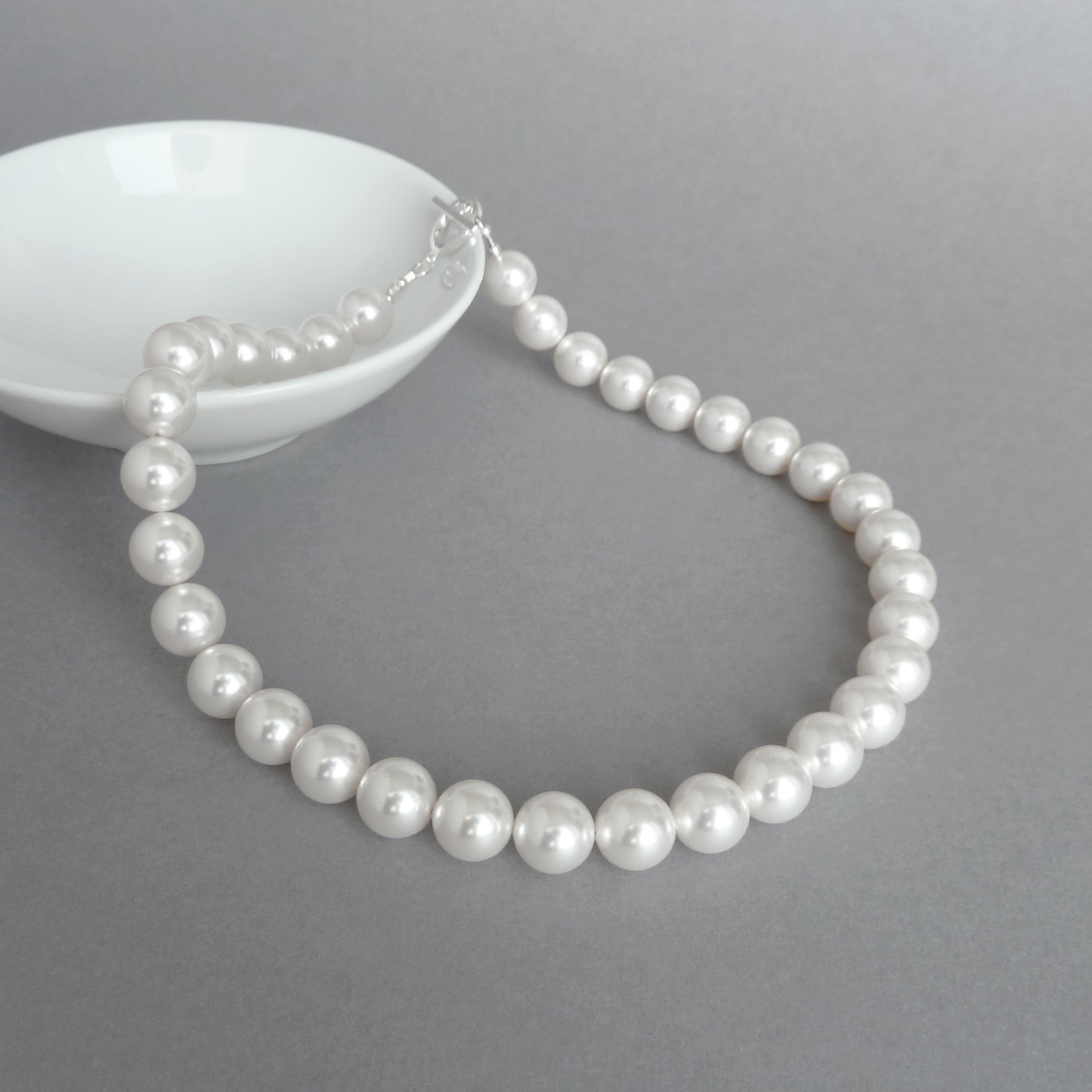 Single white deals bead necklace