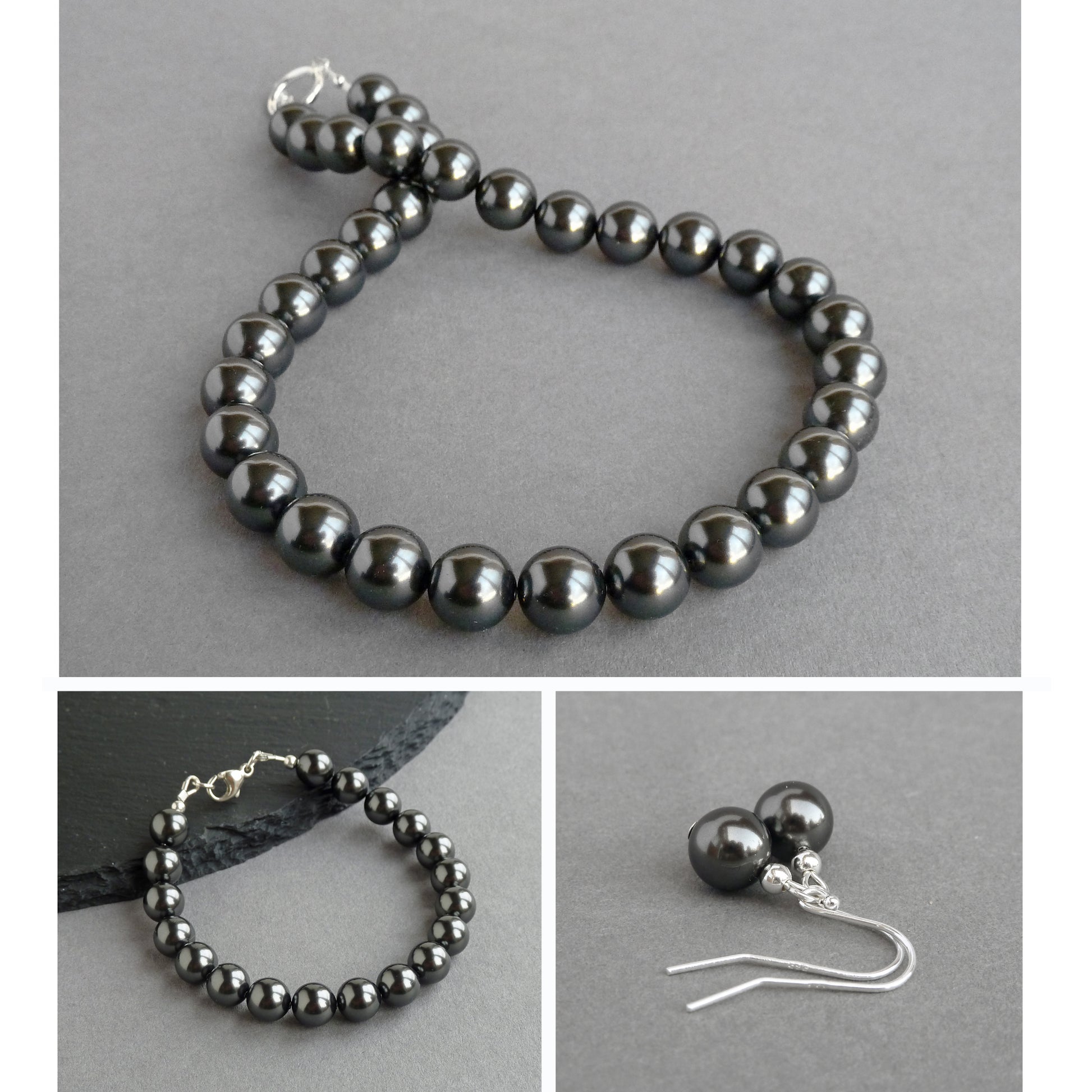 Chunky black pearl jewellery set