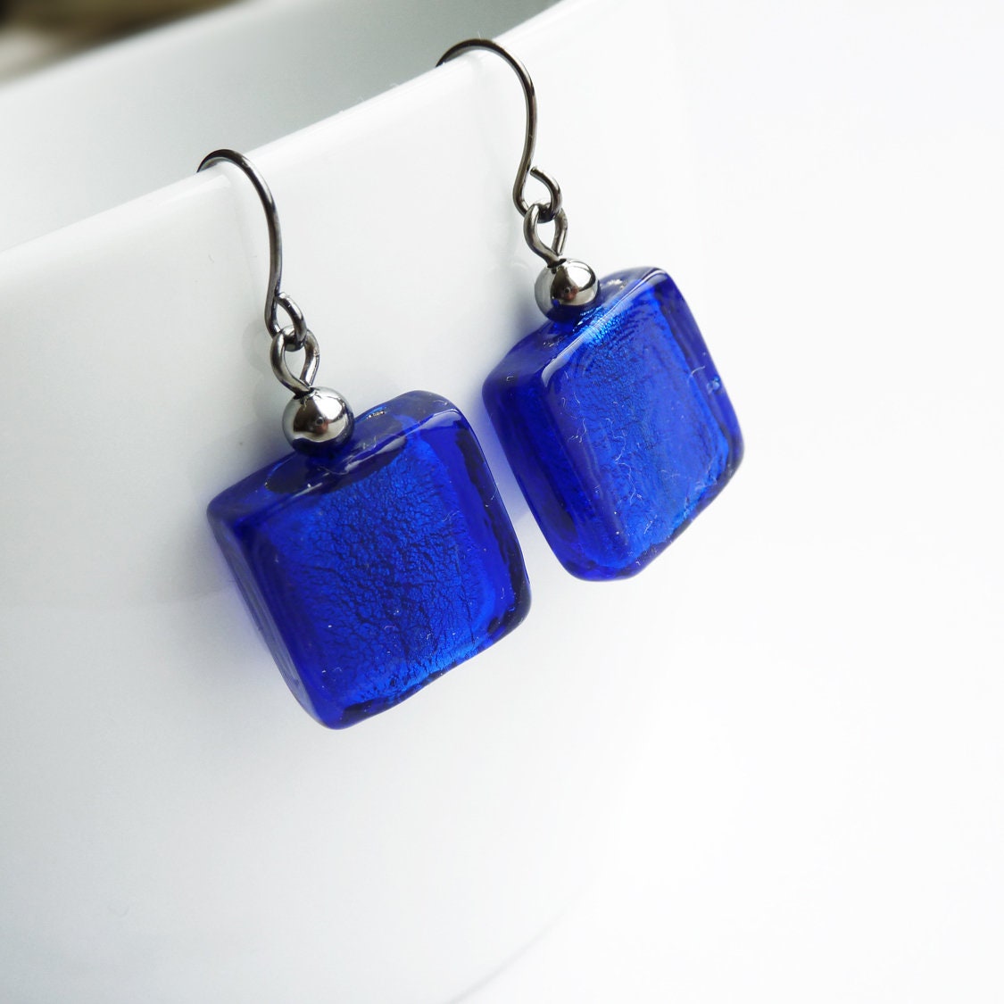 Cobalt drop earrings