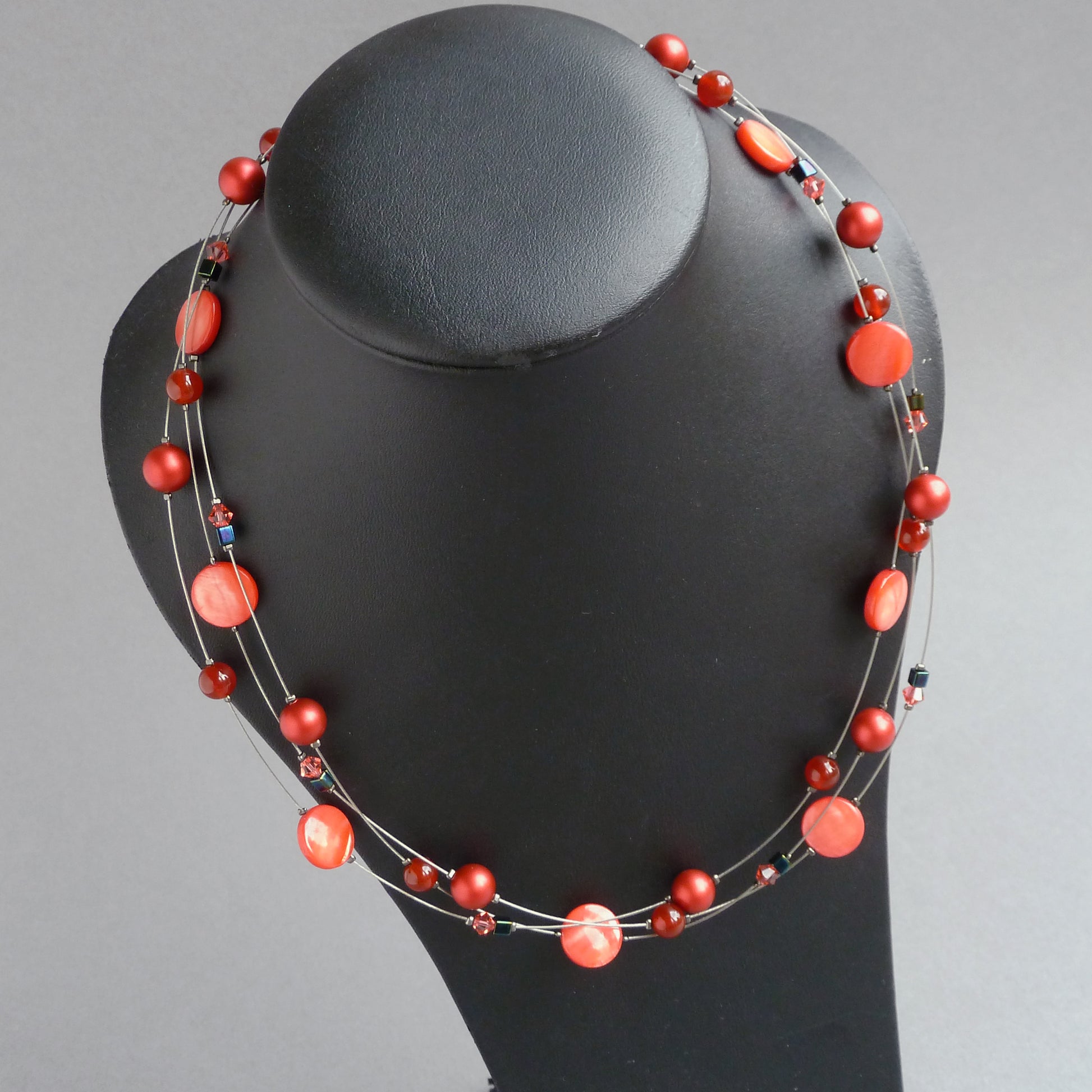 Coral red necklaces