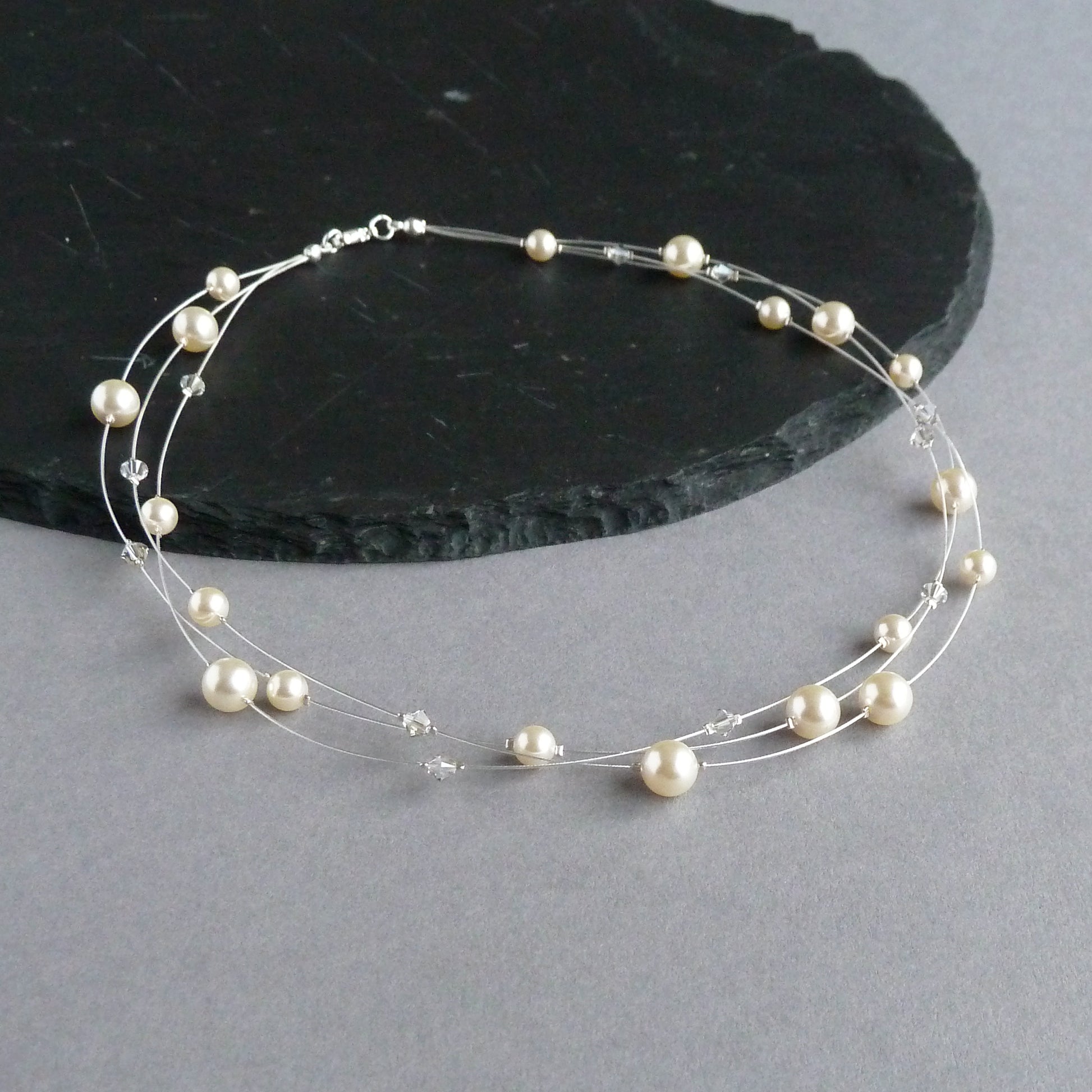 Cream floating pearl necklace