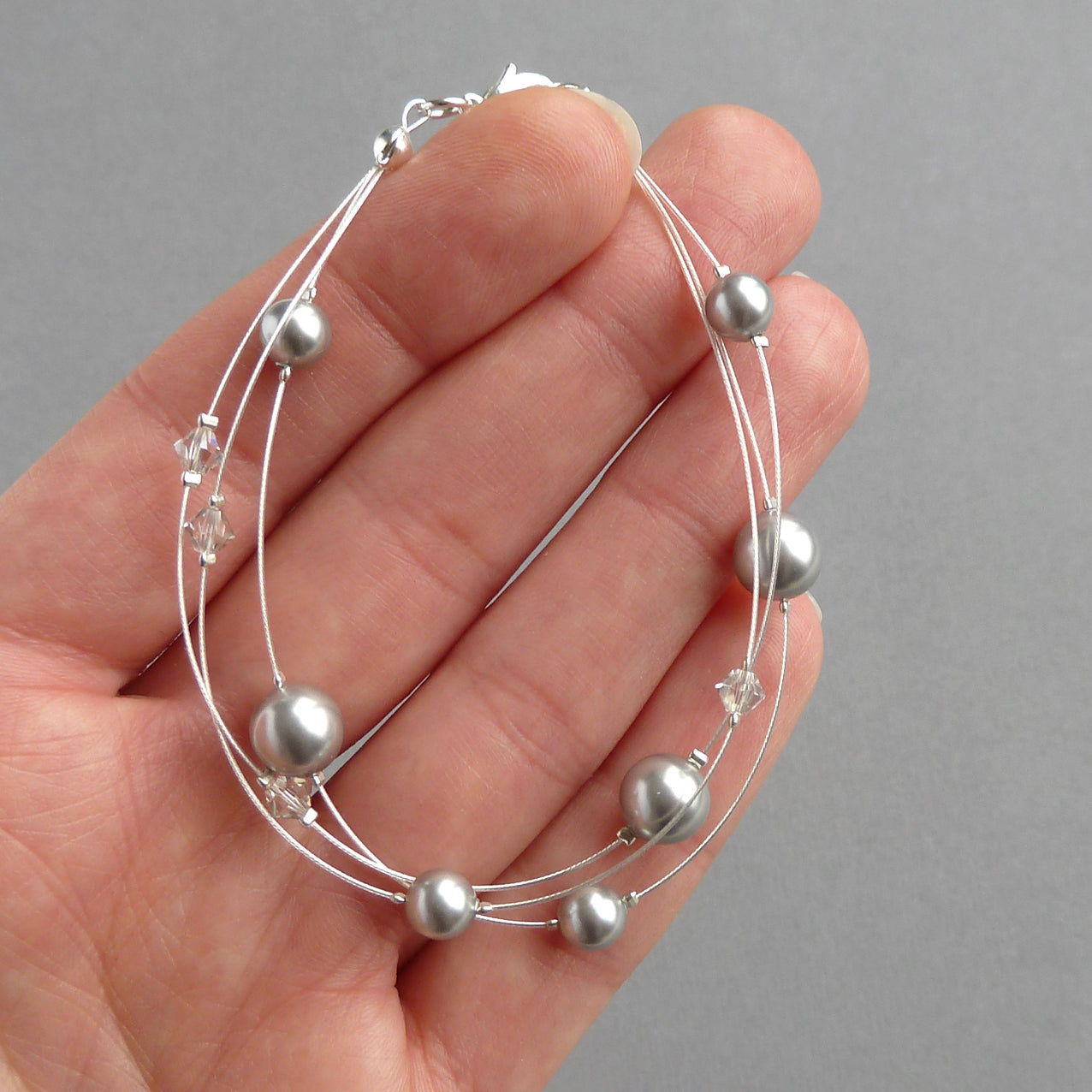 Dainty light grey pearl bridesmaids bracelets