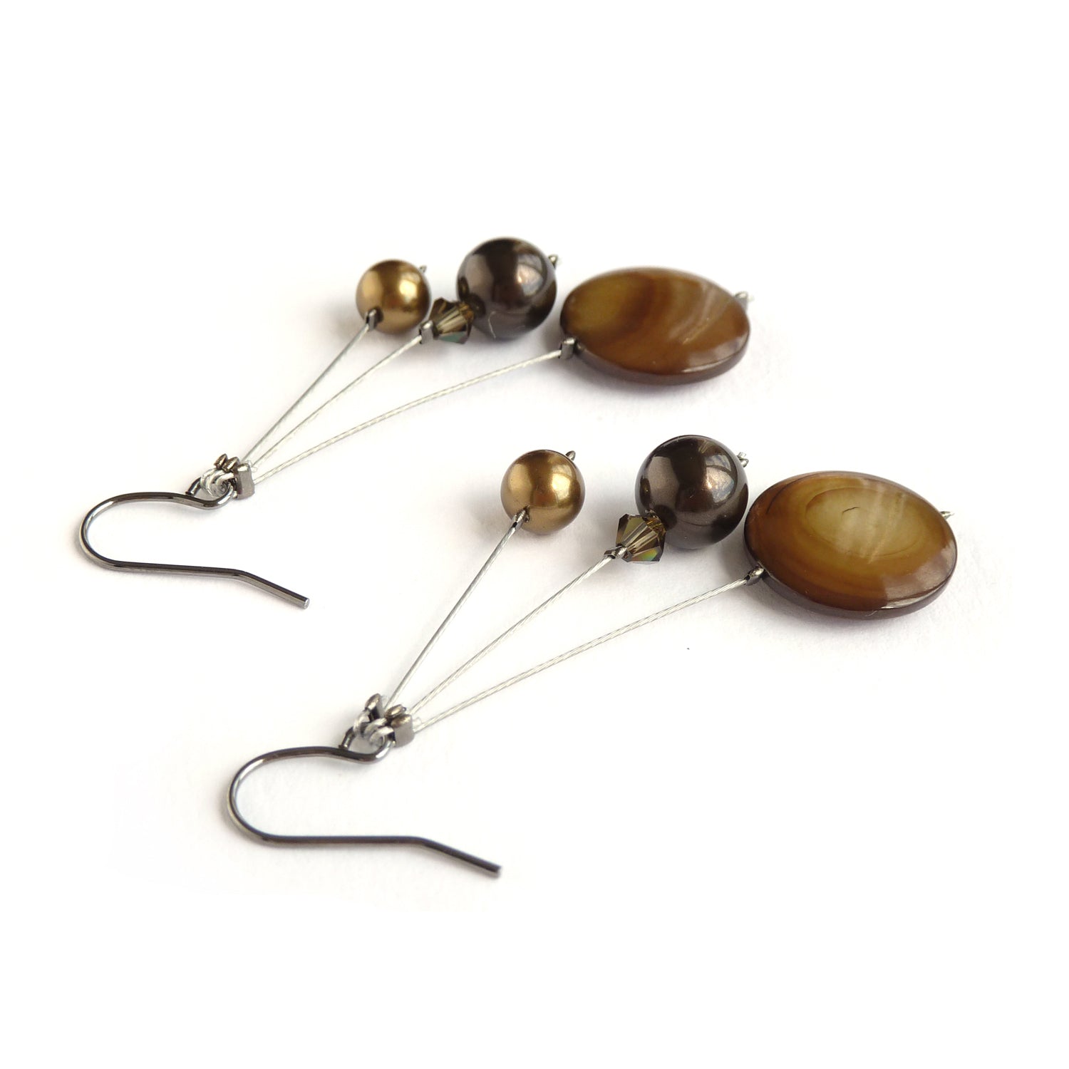 Dark brown drop earrings