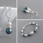 Dark green pearl and crystal jewellery set