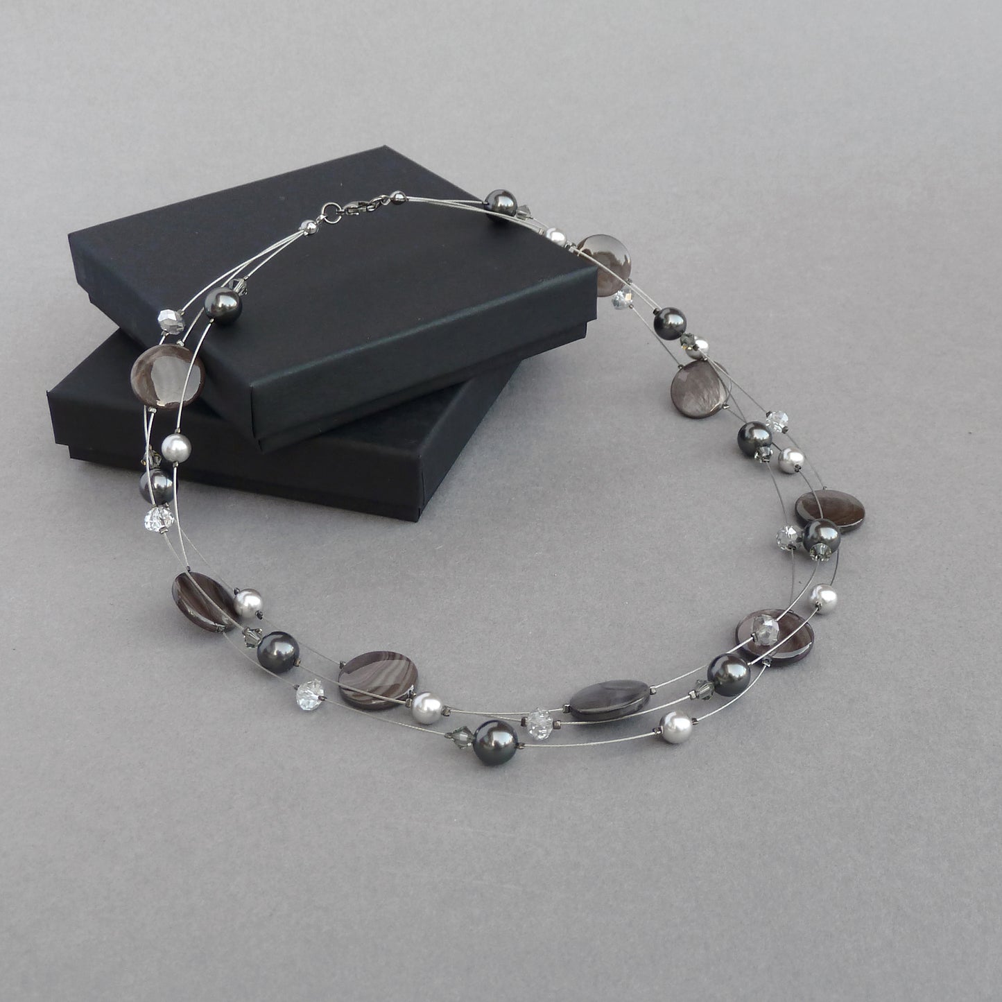 Dark grey multi-strand necklace