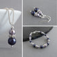 Dark purple and lilac pearl jewellery set by Anna King