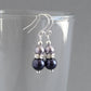 Dark purple pearl and crystal earrings