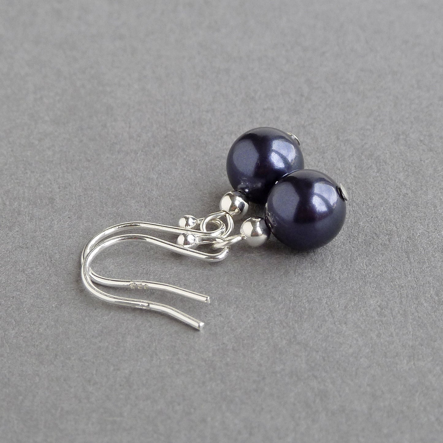 Dark purple pearl drop earrings