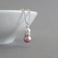 Dusky pink pearl and crystal drop necklace