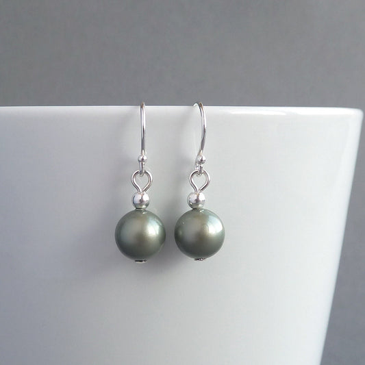 Dusty green pearl earrings