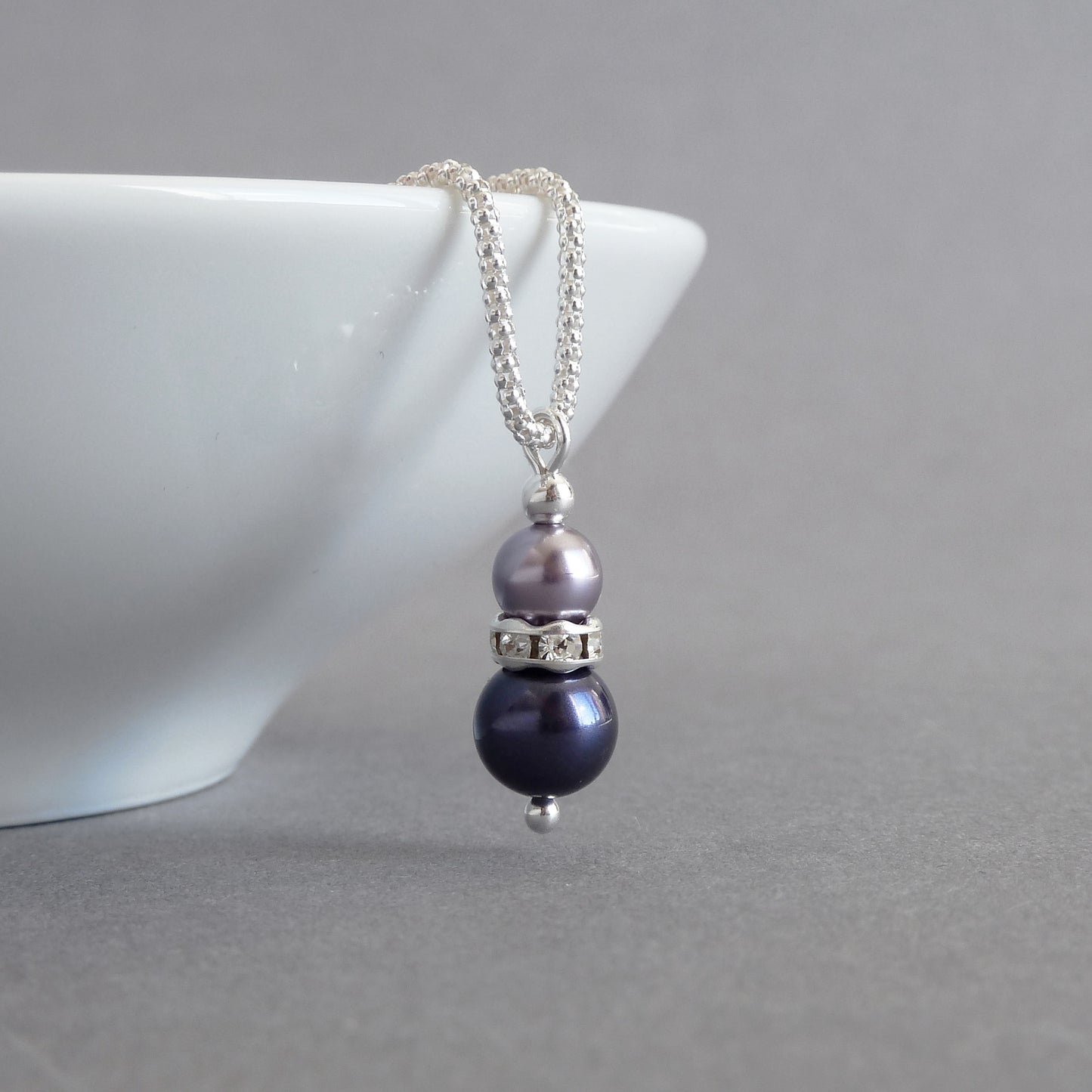 Dusty purple drop necklace