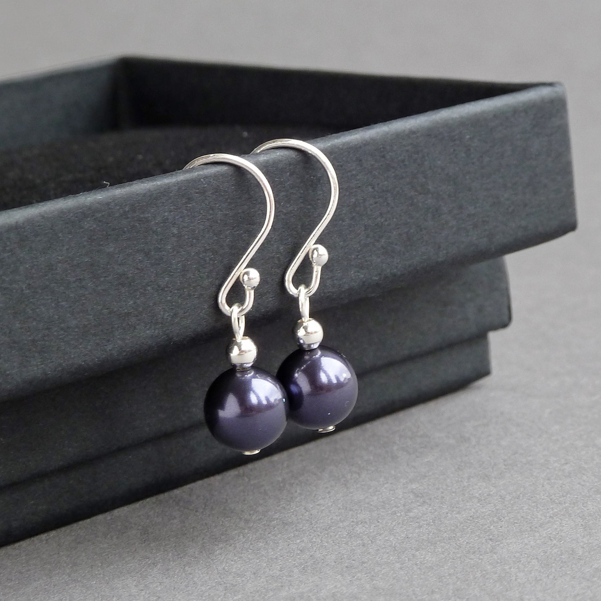 Dusty purple pearl drop earrings