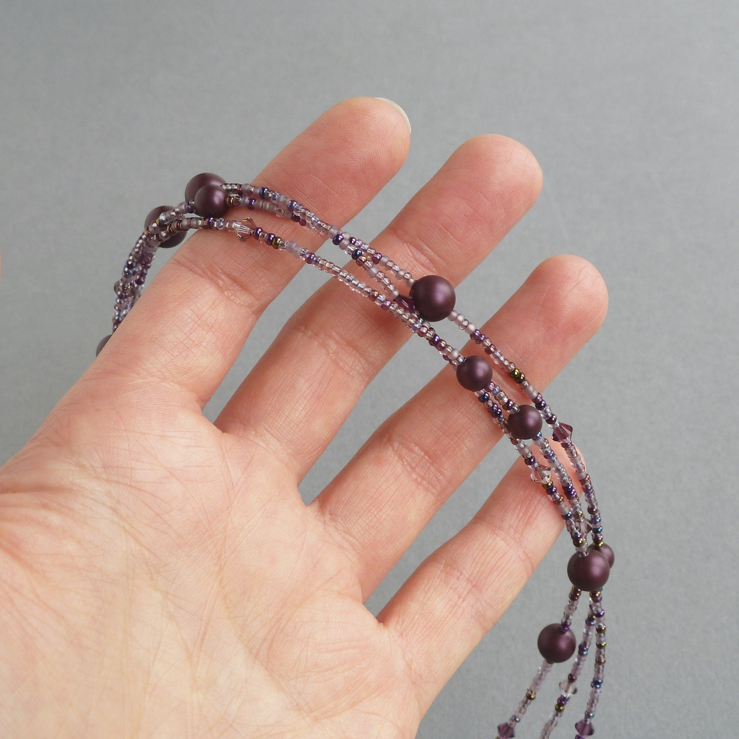 Eggplant multi-strand pearl jewellery