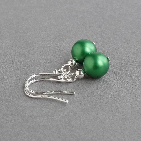 Green pearl drop earrings