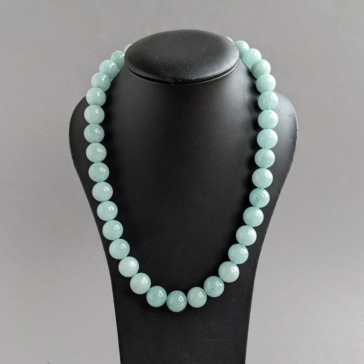 Chunky Mint Green Beaded Necklace - Aqua, Single Strand, Stone Jewellery