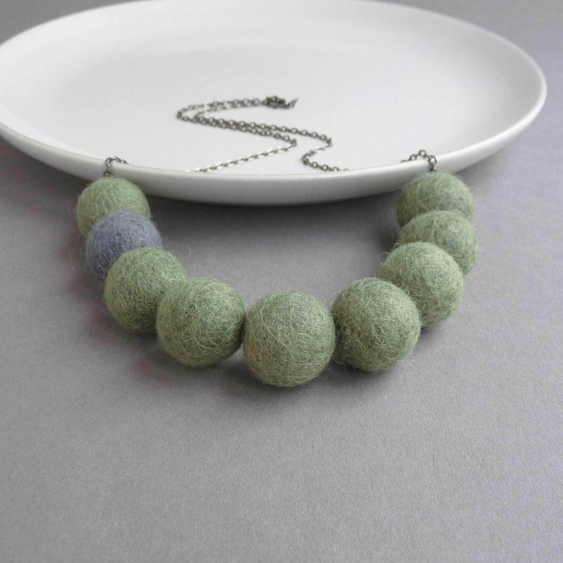 Khaki green statement necklace