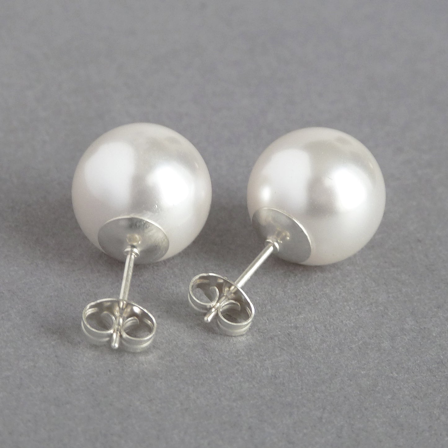 Large 12mm white pearl studs