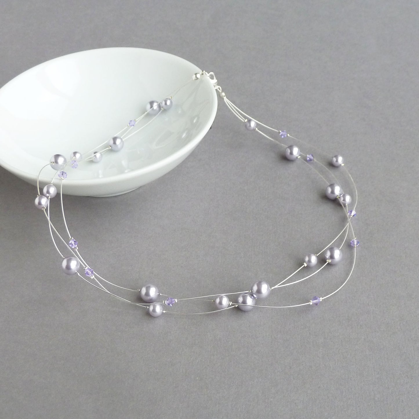 Lavender floating pearl necklace