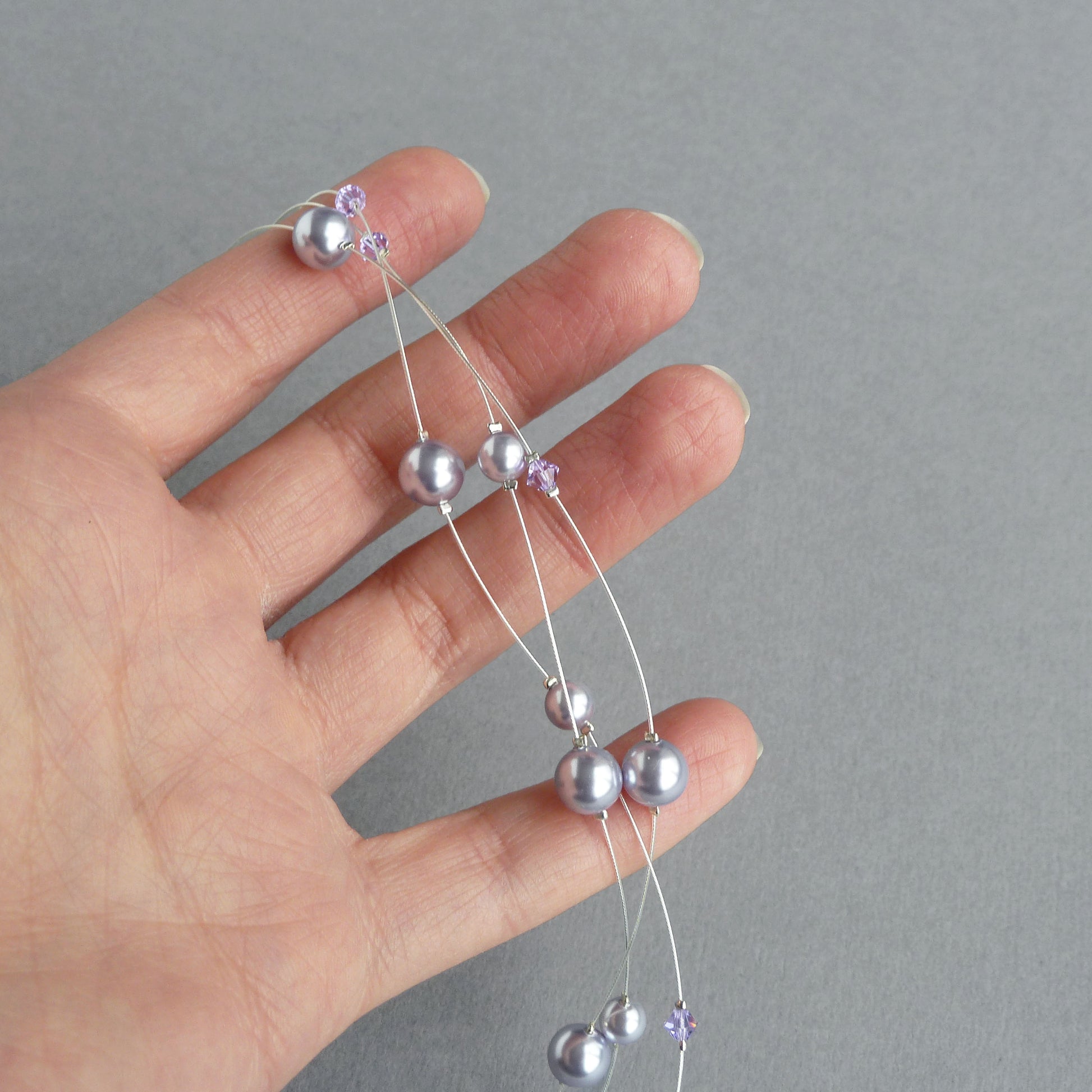 Lavender pearl bridesmaids necklaces