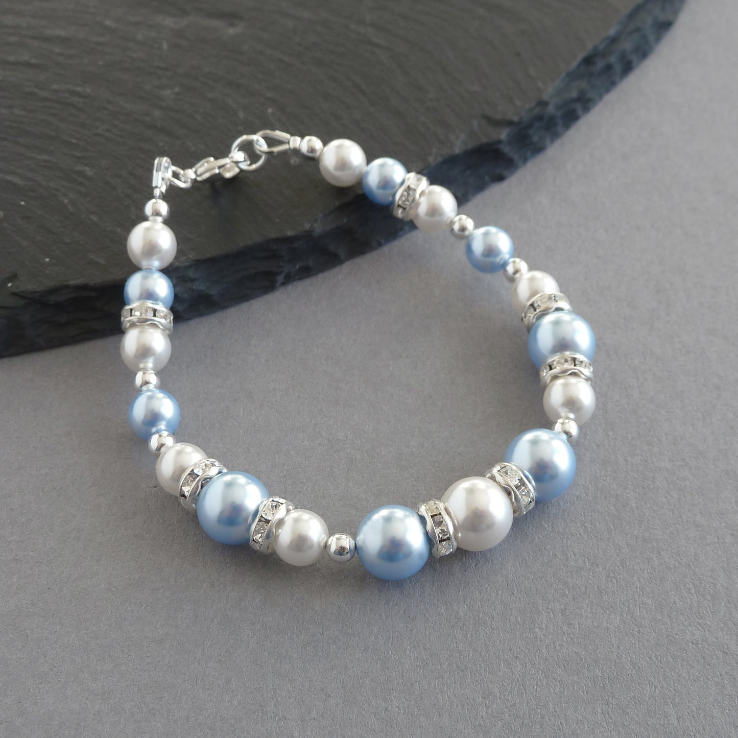 Light blue glass pearl bracelets