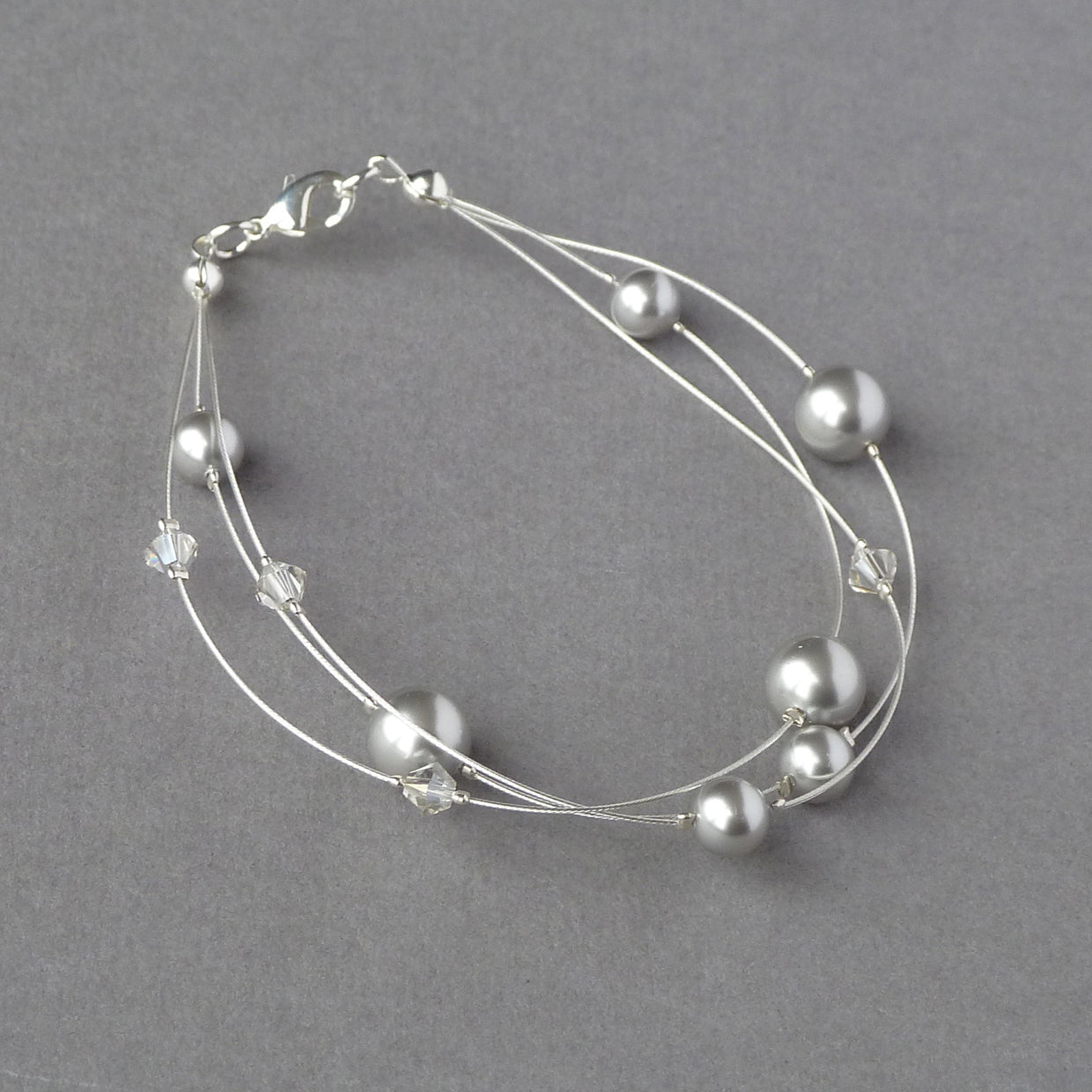Light grey floating pearl bracelet