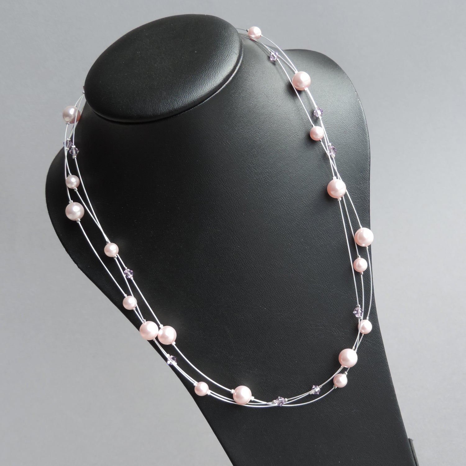 Light pink pearl multi-strand necklace