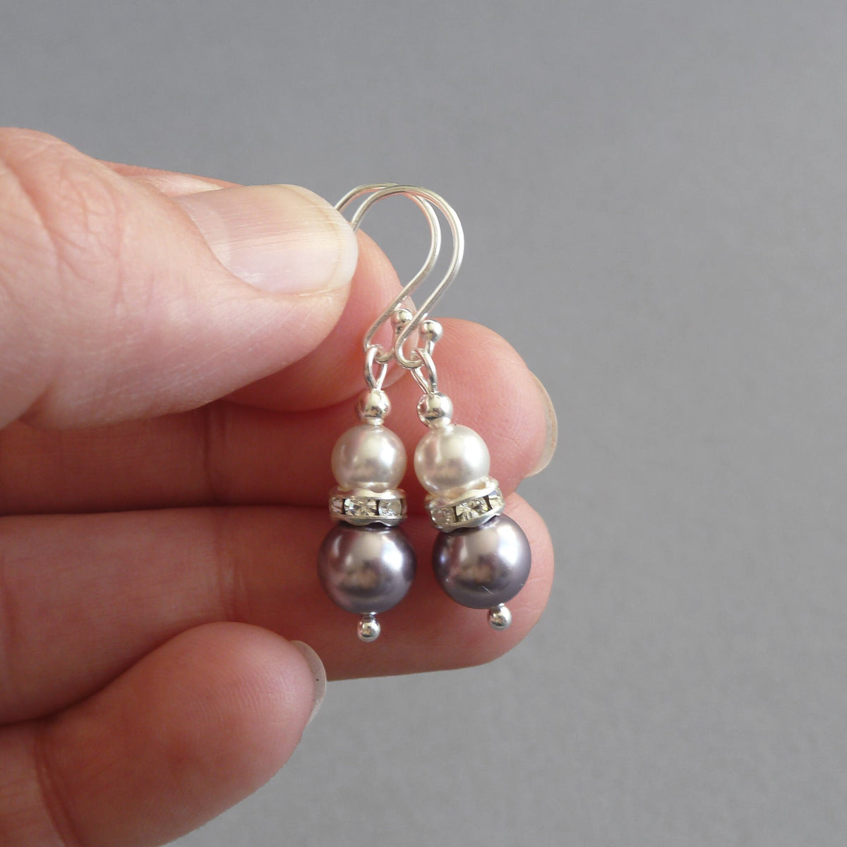 Lilac and white pearl bridesmaids earrings