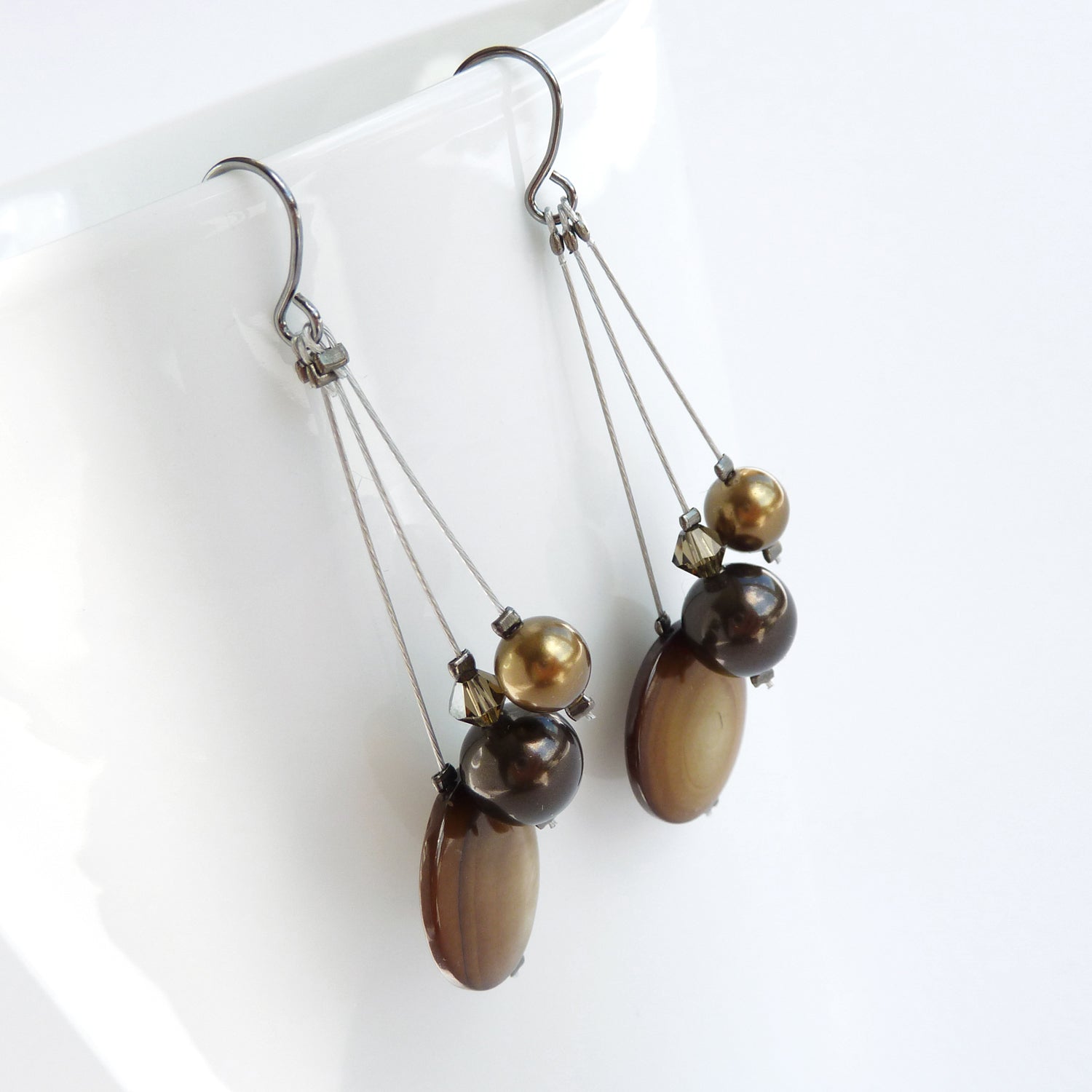 Long brown dangle earrings