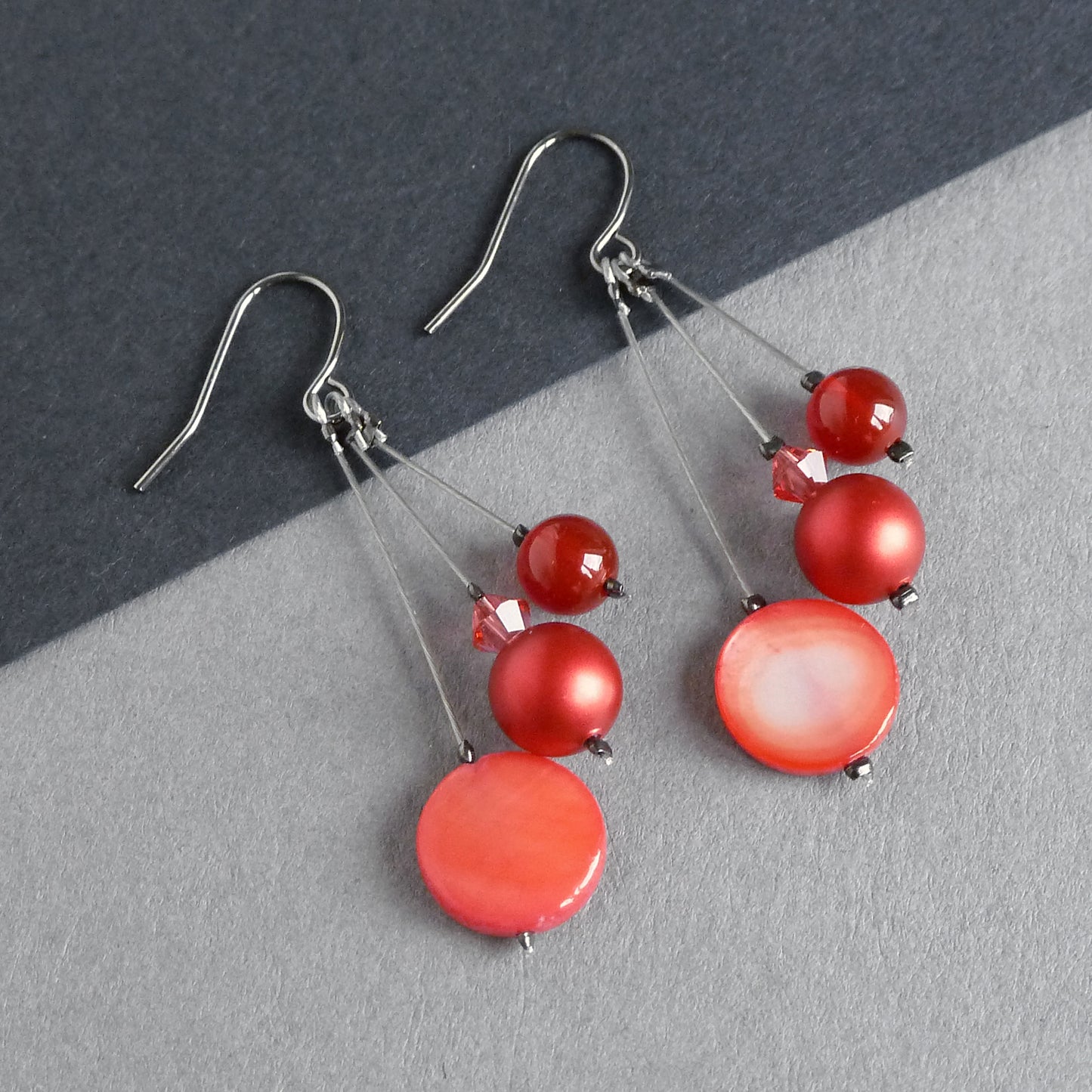 Long red dangle earrings