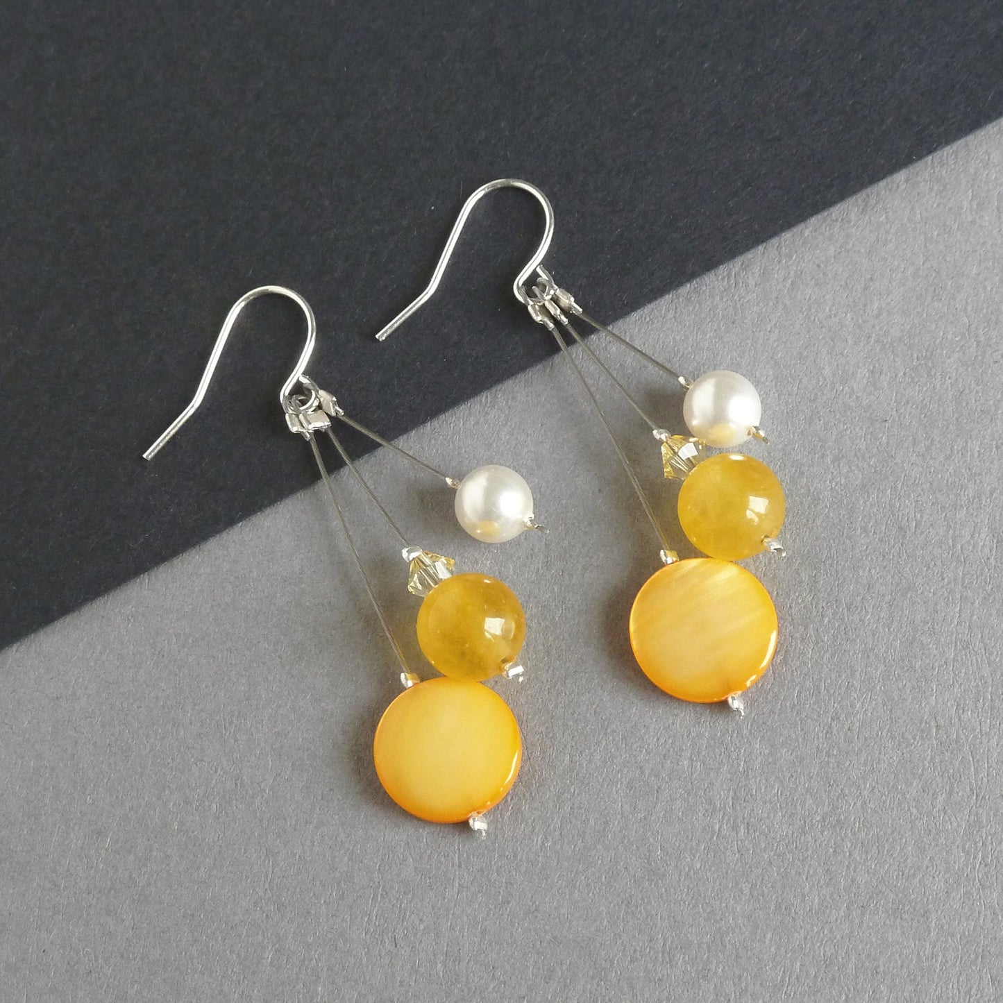 Long yellow drop earrings