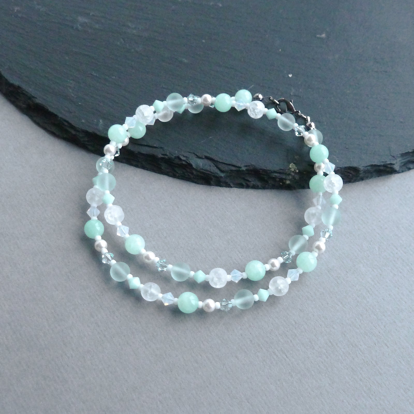 Mint green beaded necklace