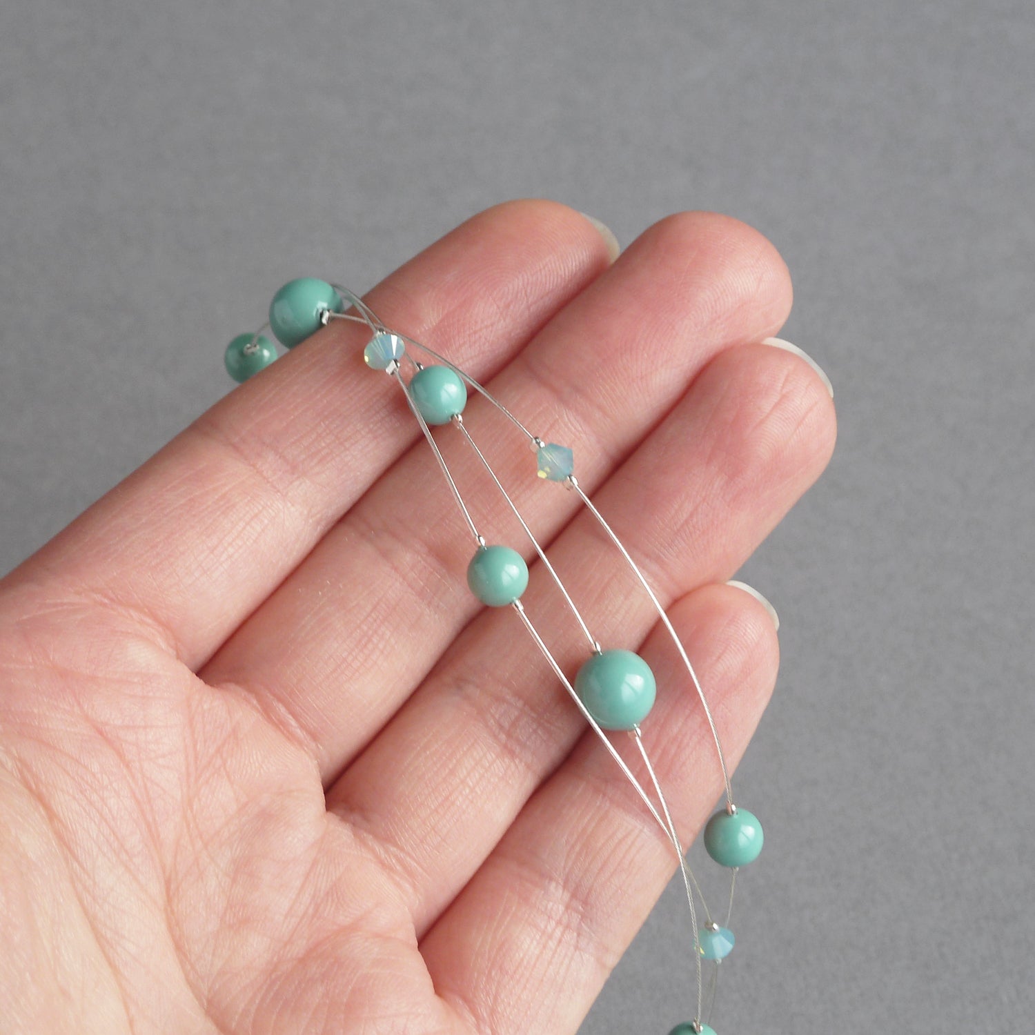 Mint green pearl multi-strand necklace