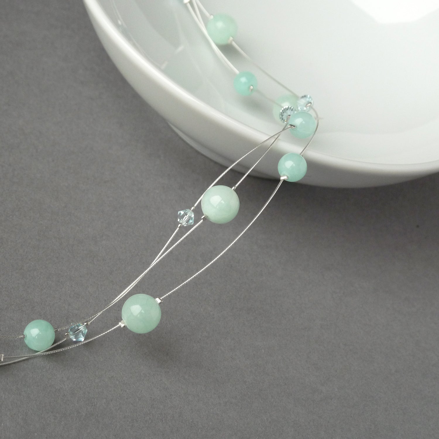 Mint three strand necklaces for weddings