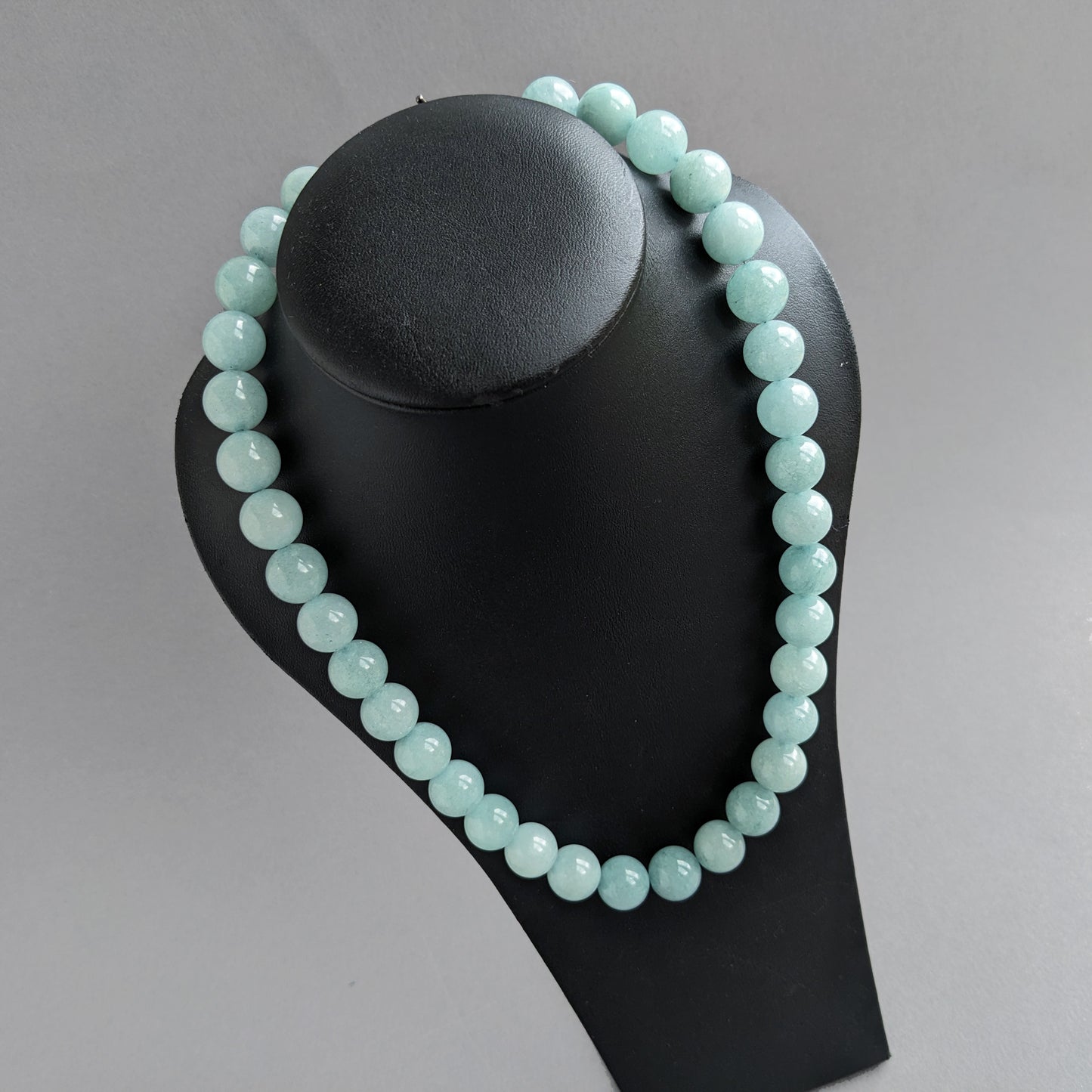 Chunky Mint Green Beaded Necklace - Aqua, Single Strand, Stone Jewellery