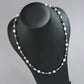 Navy and white pearl women's necklace