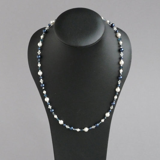 Navy blue pearl necklace