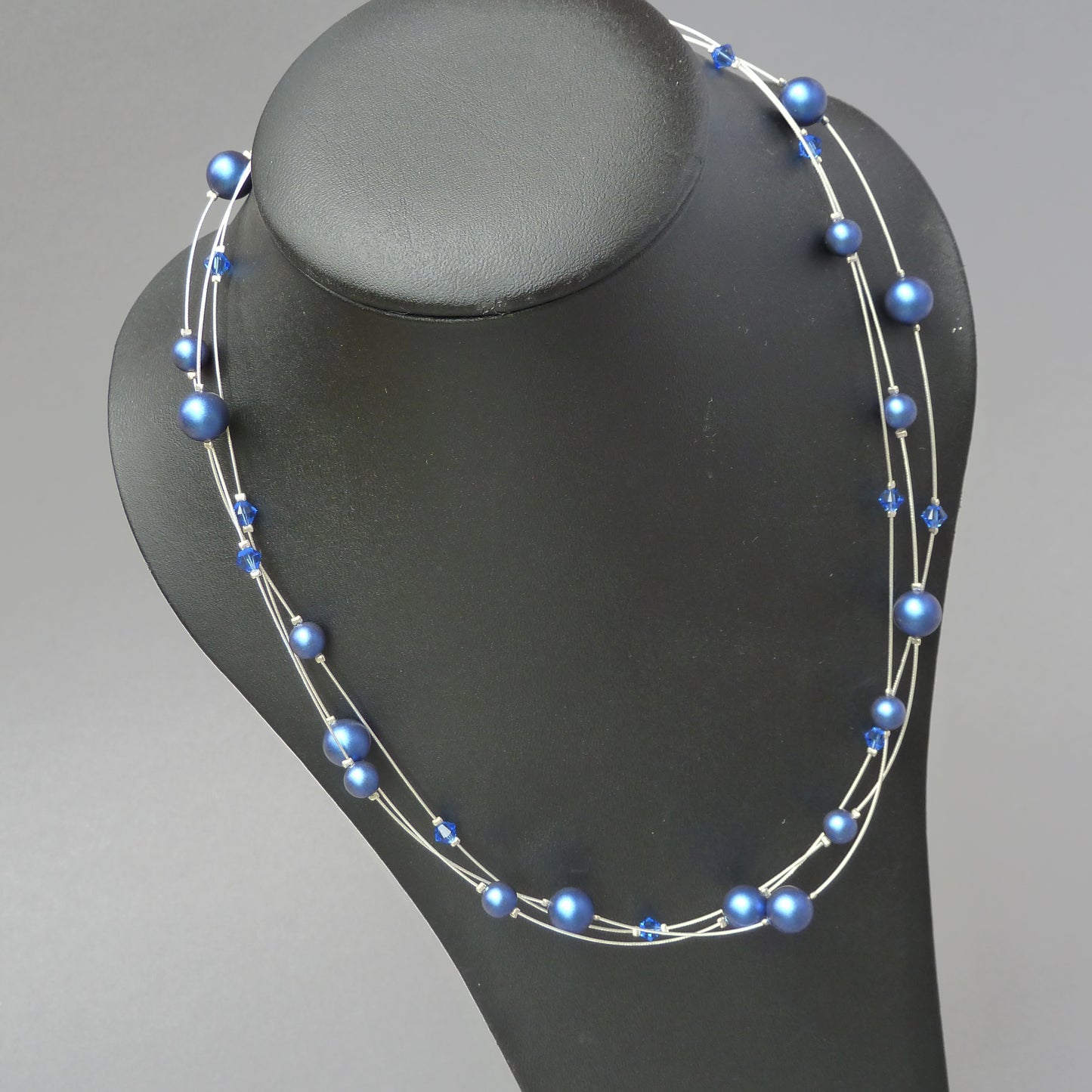Navy three strand necklace