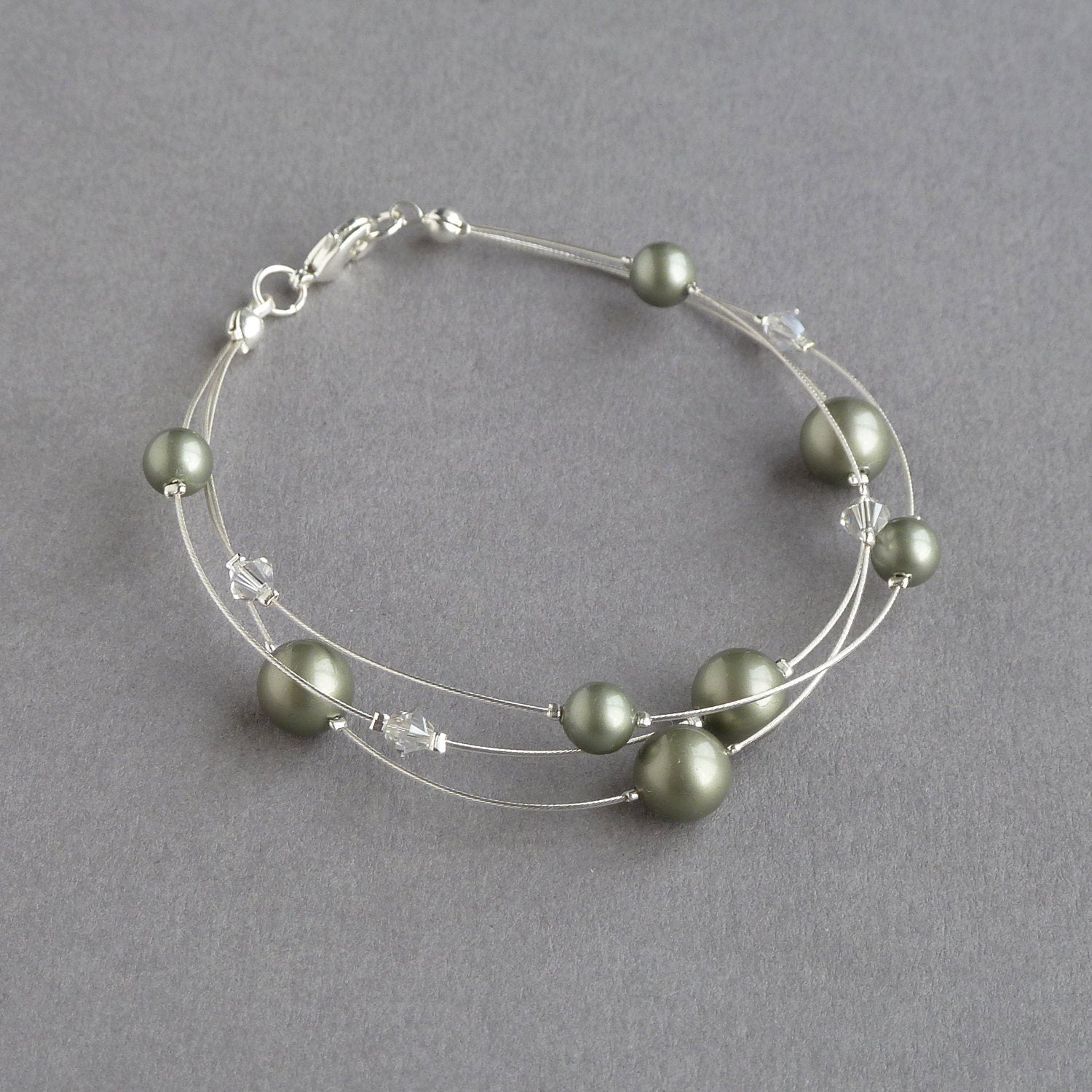 Olive green multi-strand bracelet