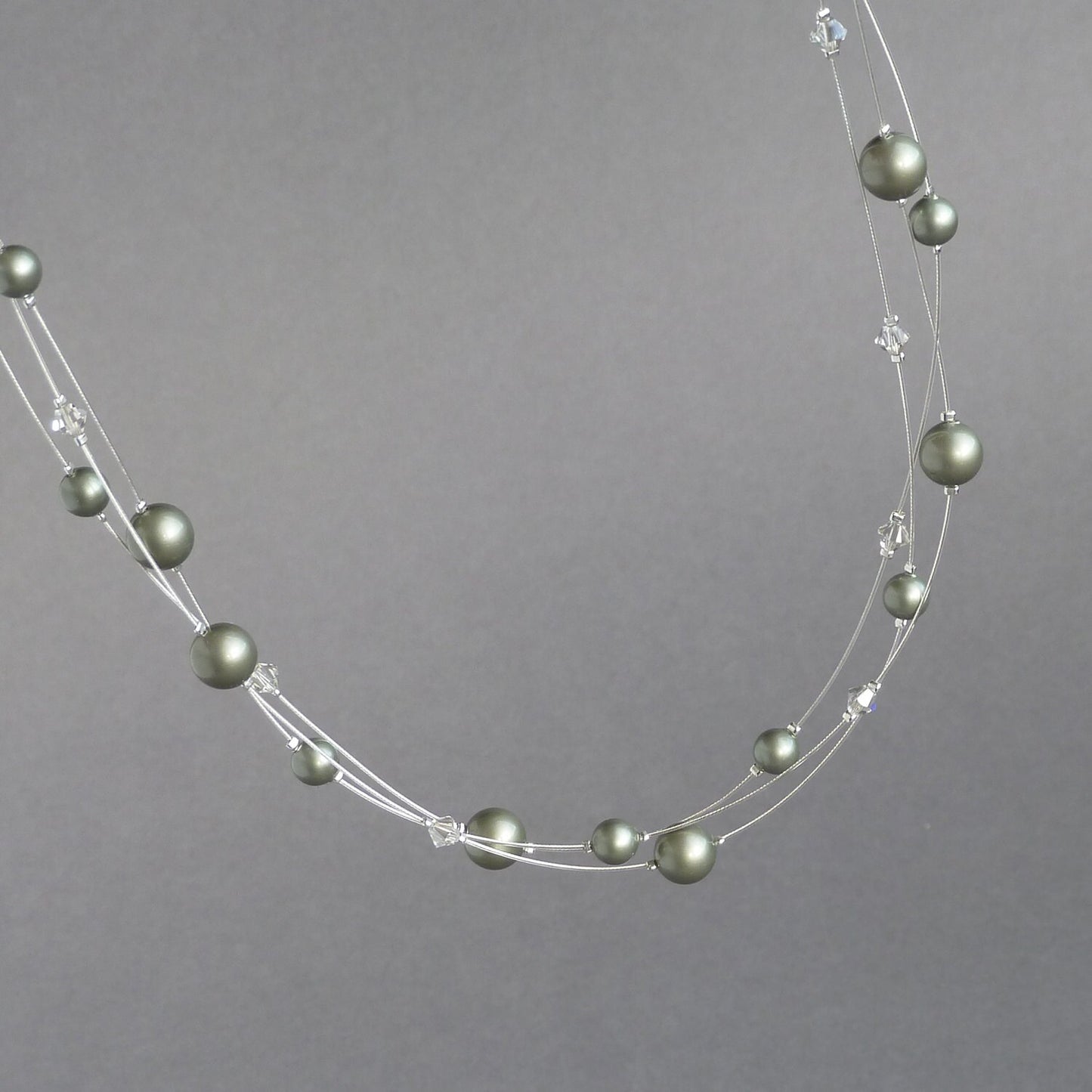 olive green multi-strand necklaces