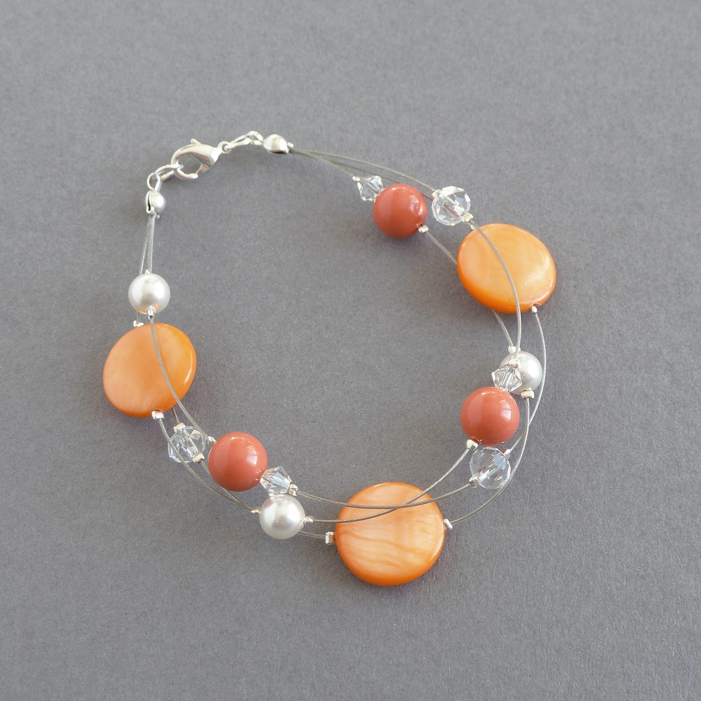 Orange pearl wedding bracelet